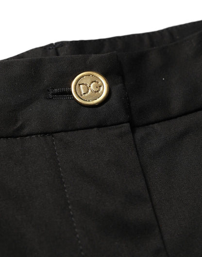 Dolce & Gabbana Pantalones de Vestir de Algodón Negros de Pierna Cónica
