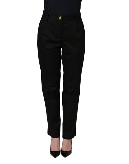 Dolce & Gabbana Pantalones de Vestir de Algodón Negros de Pierna Cónica