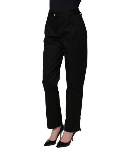 Dolce & Gabbana Pantalones de Vestir de Algodón Negros de Pierna Cónica