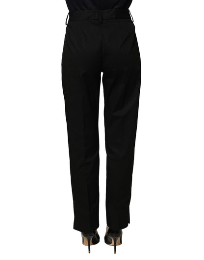 Dolce & Gabbana Pantalones de Vestir de Algodón Negros de Pierna Cónica