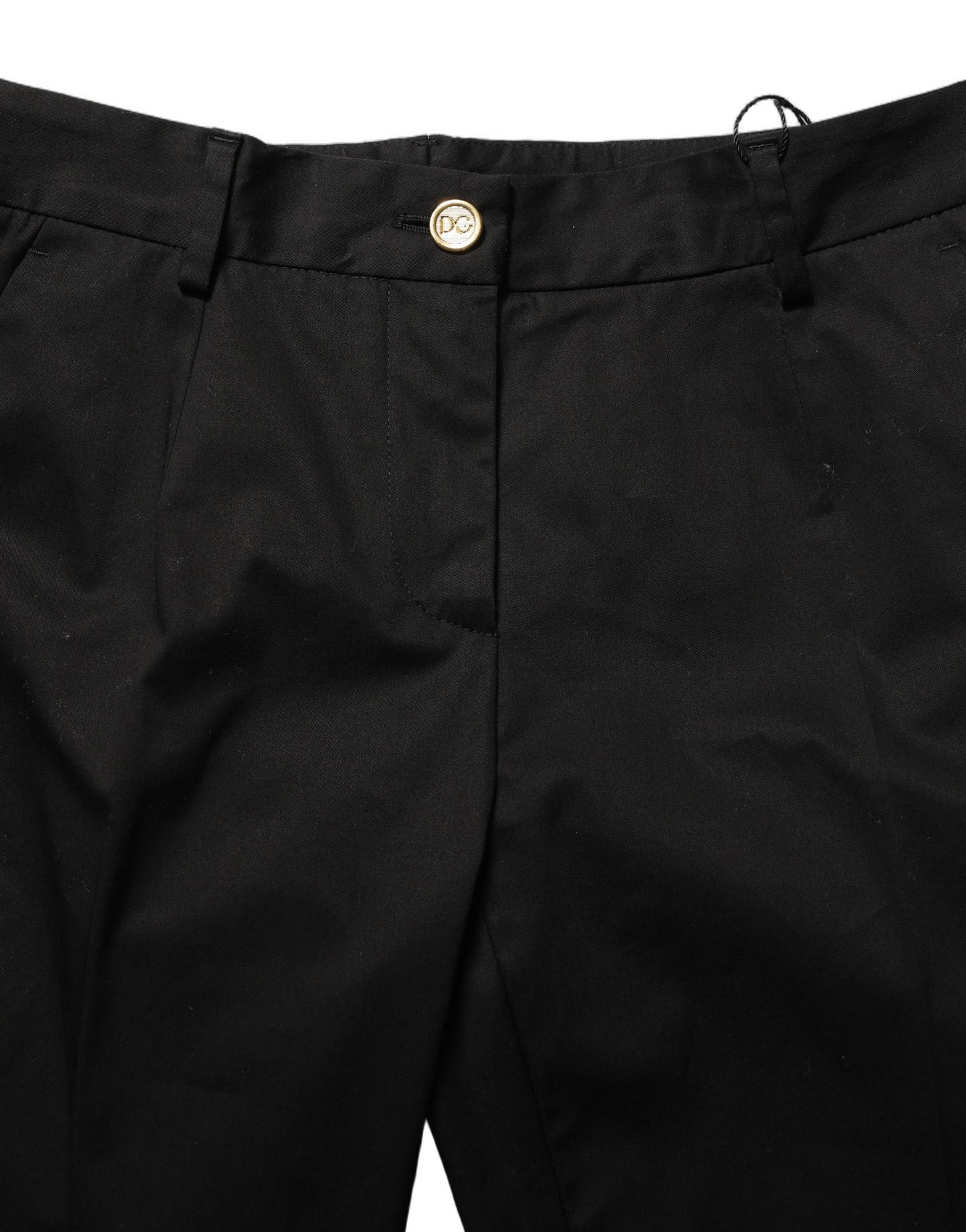 Dolce & Gabbana Pantalones de Vestir de Algodón Negros de Pierna Cónica