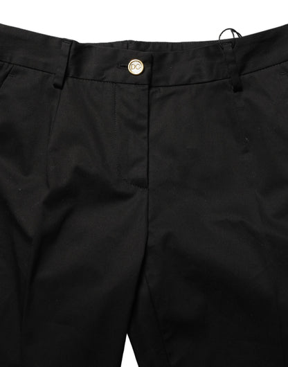 Dolce & Gabbana Pantalones de Vestir de Algodón Negros de Pierna Cónica