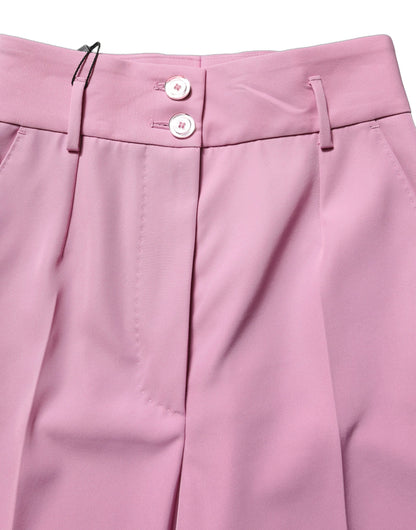 Pantalones de Poliéster de Talle Alto Rosa Dolce & Gabbana