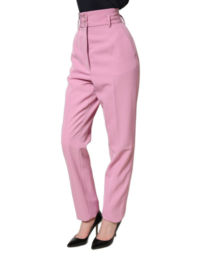 Pantalones de Poliéster de Talle Alto Rosa Dolce & Gabbana