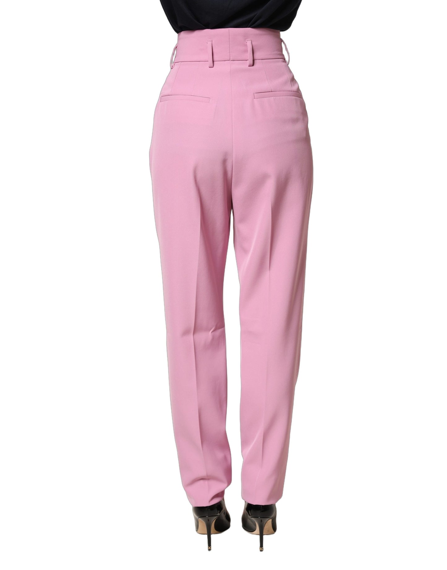 Pantalones de Poliéster de Talle Alto Rosa Dolce & Gabbana