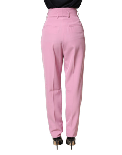 Pantalones de Poliéster de Talle Alto Rosa Dolce & Gabbana