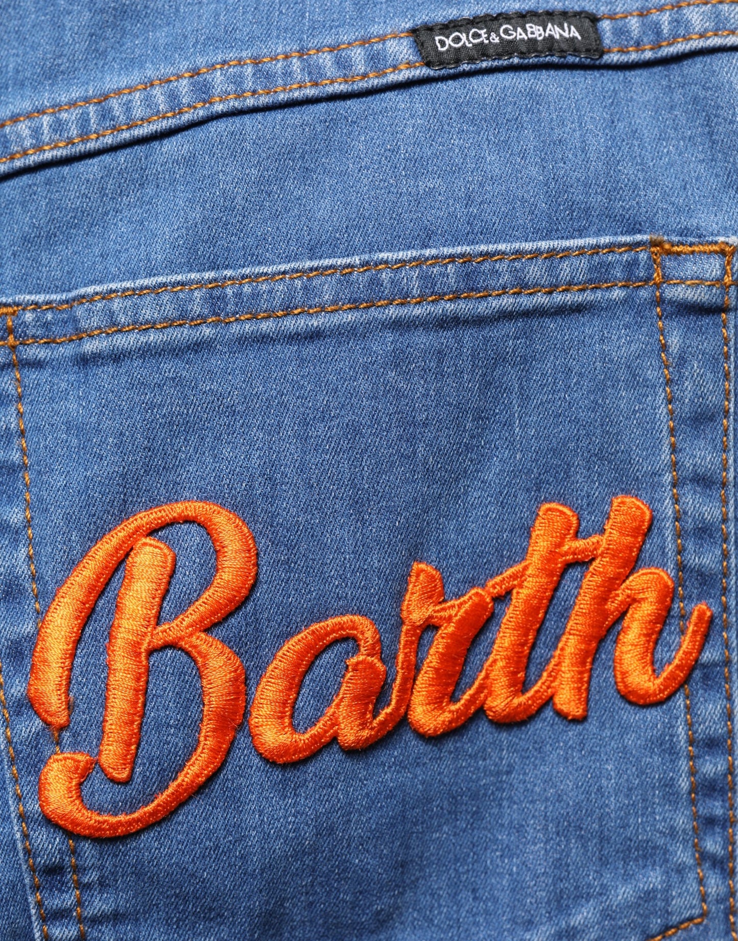 Jean ample court en denim bleu orné Dolce & Gabbana