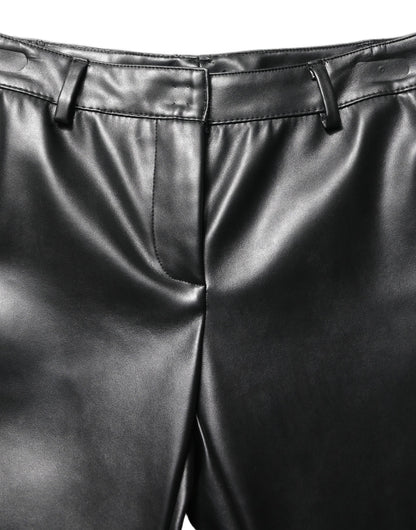 Pantalon taille haute en similicuir noir Dolce & Gabbana