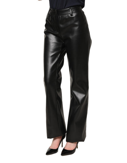 Pantalon taille haute en similicuir noir Dolce & Gabbana