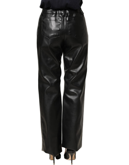 Pantalon taille haute en similicuir noir Dolce & Gabbana