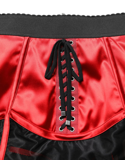 Minifalda roja de satén estilo corsé de talle alto de Dolce & Gabbana