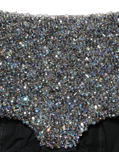 Dolce & Gabbana Shorts Hotpants de tiro alto negros con diamantes de imitación