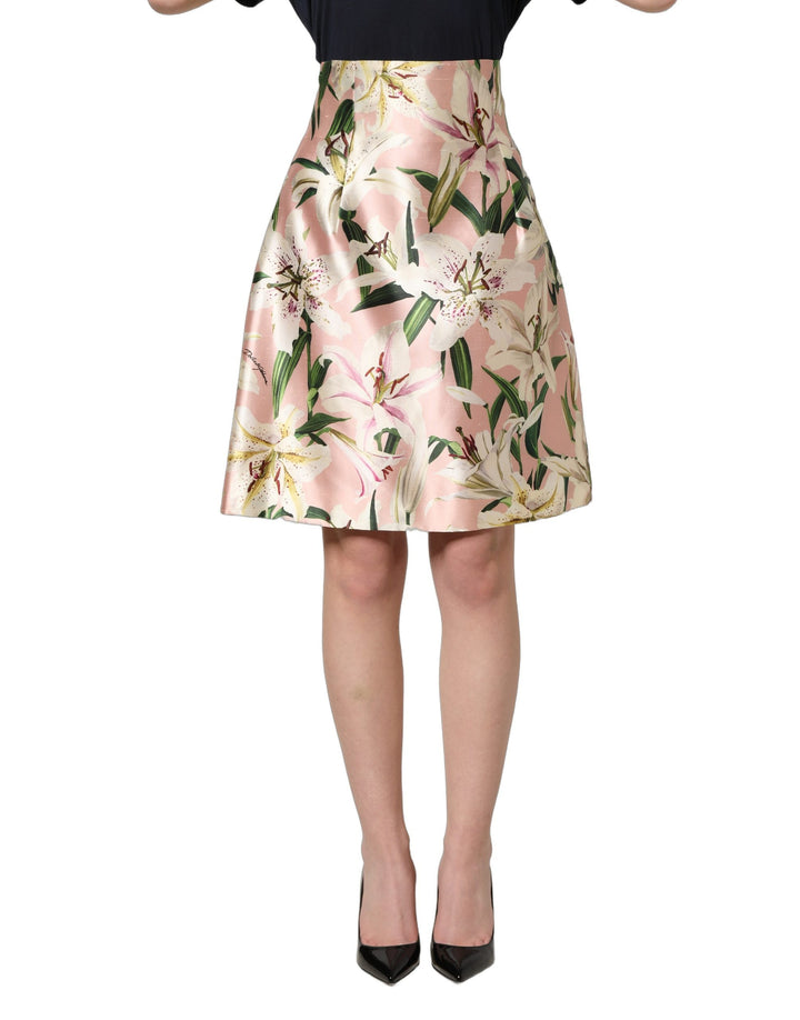 Falda Dolce & Gabbana rosa Lilium de tiro alto hasta la rodilla