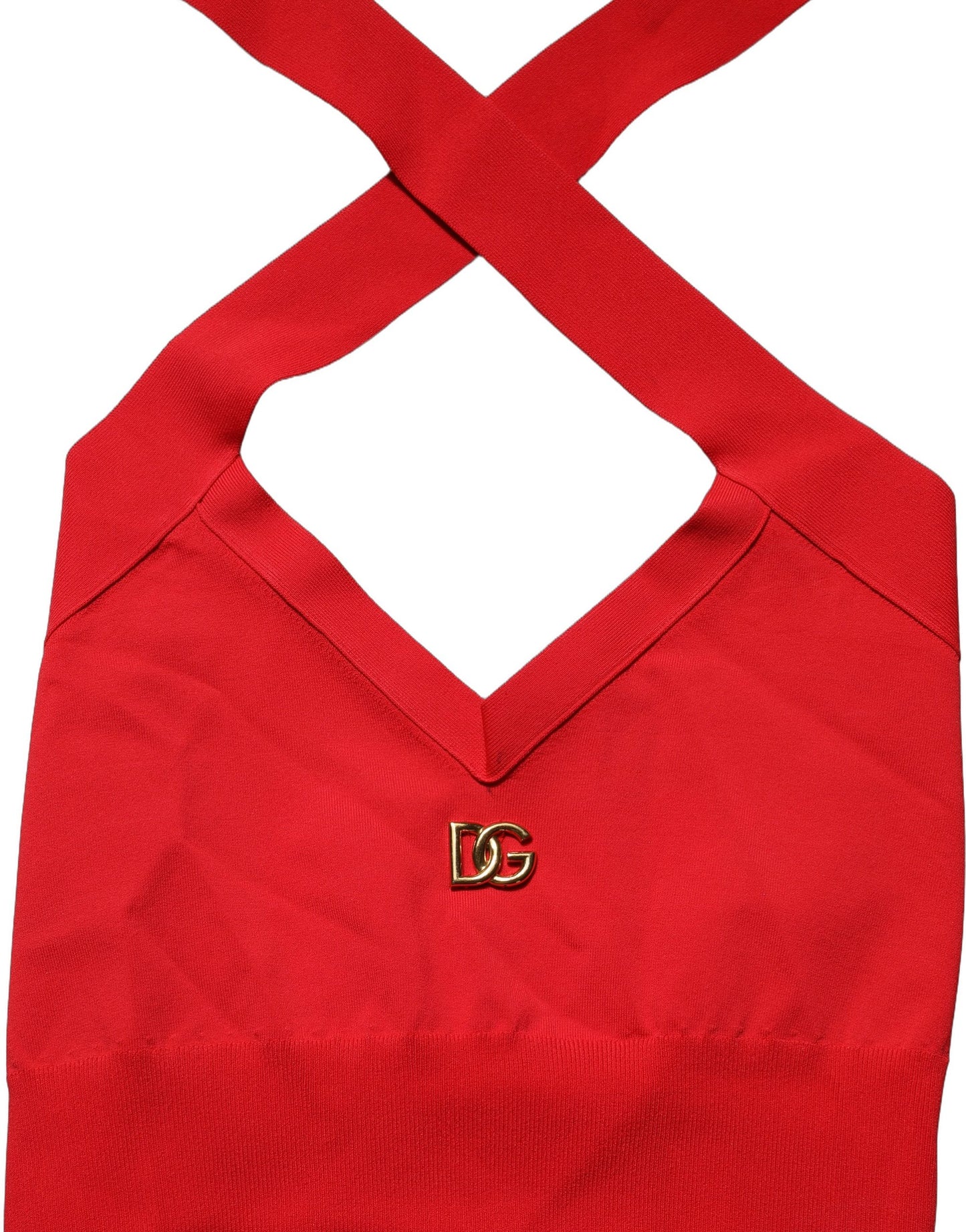 Top corto sin mangas halter rojo de viscosa Dolce & Gabbana
