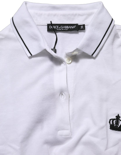 Polo Dolce & Gabbana de algodón blanco con corona y manga corta