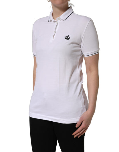 Polo Dolce & Gabbana de algodón blanco con corona y manga corta