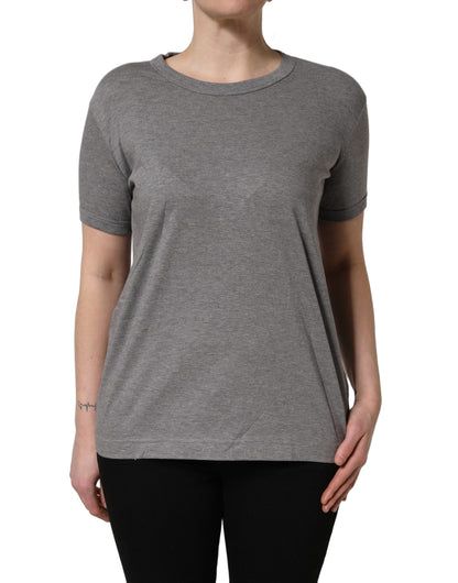 T-shirt ras du cou Dolce & Gabbana en coton gris à manches courtes