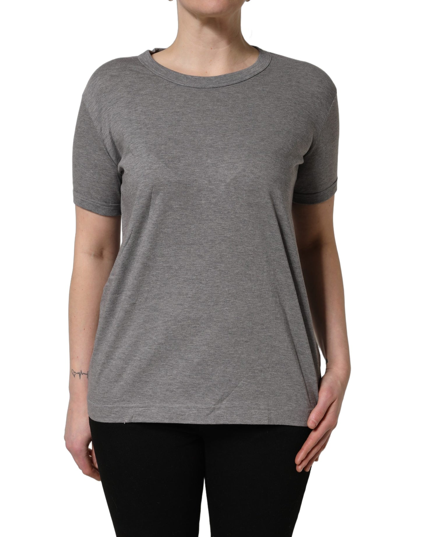 T-shirt ras du cou Dolce & Gabbana en coton gris à manches courtes