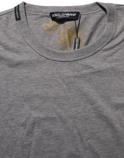 T-shirt ras du cou Dolce & Gabbana en coton gris à manches courtes