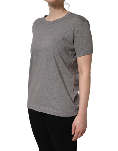 T-shirt ras du cou Dolce & Gabbana en coton gris à manches courtes