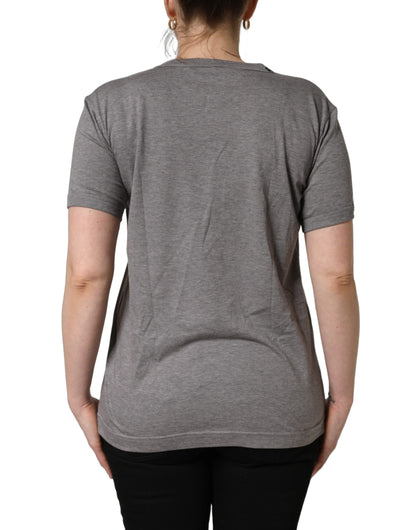 T-shirt ras du cou Dolce & Gabbana en coton gris à manches courtes