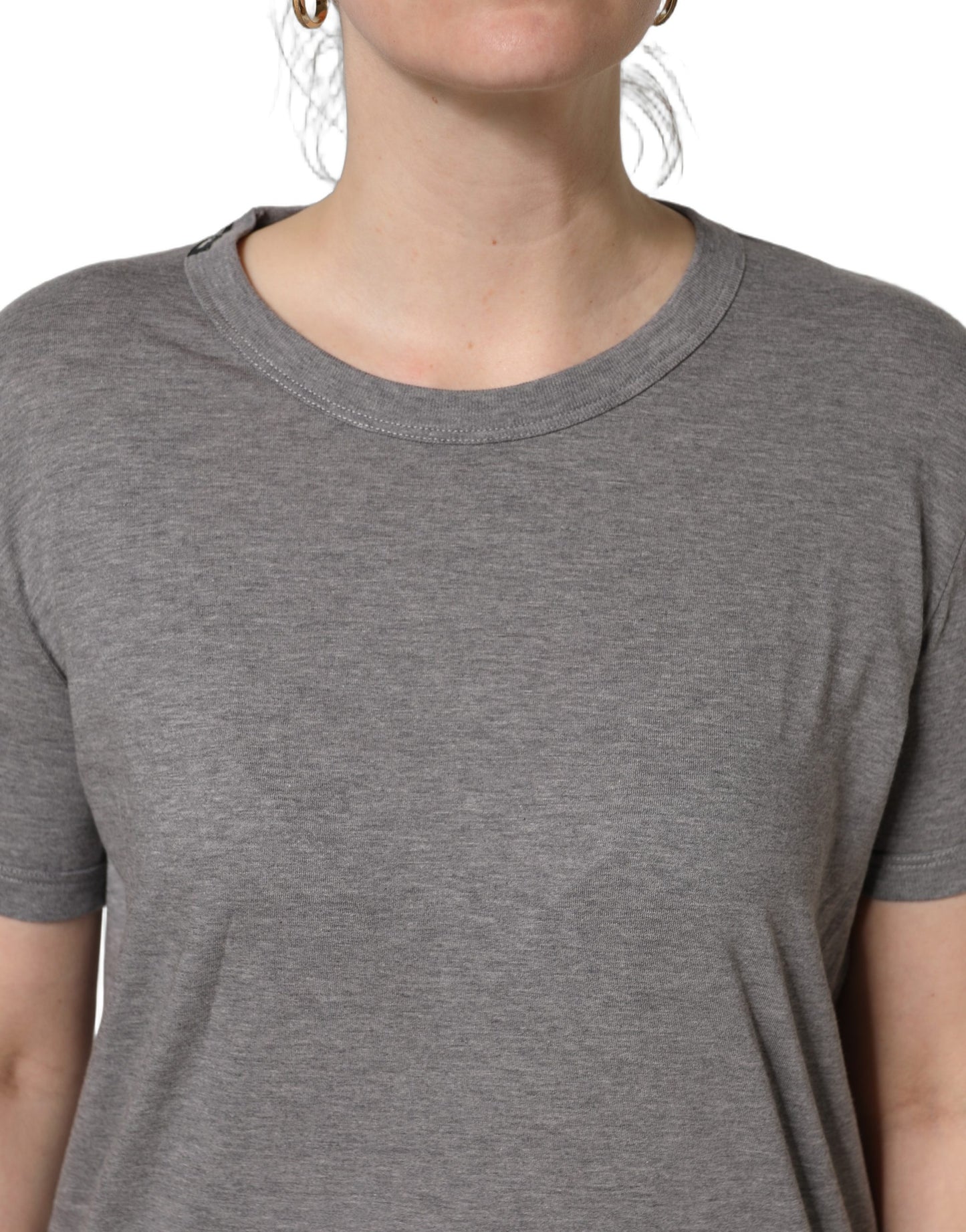 T-shirt ras du cou Dolce & Gabbana en coton gris à manches courtes