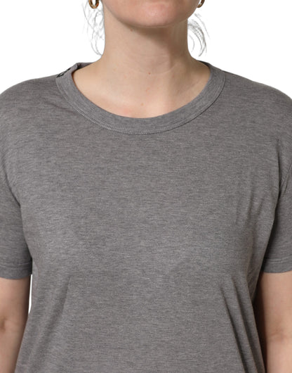T-shirt ras du cou Dolce & Gabbana en coton gris à manches courtes