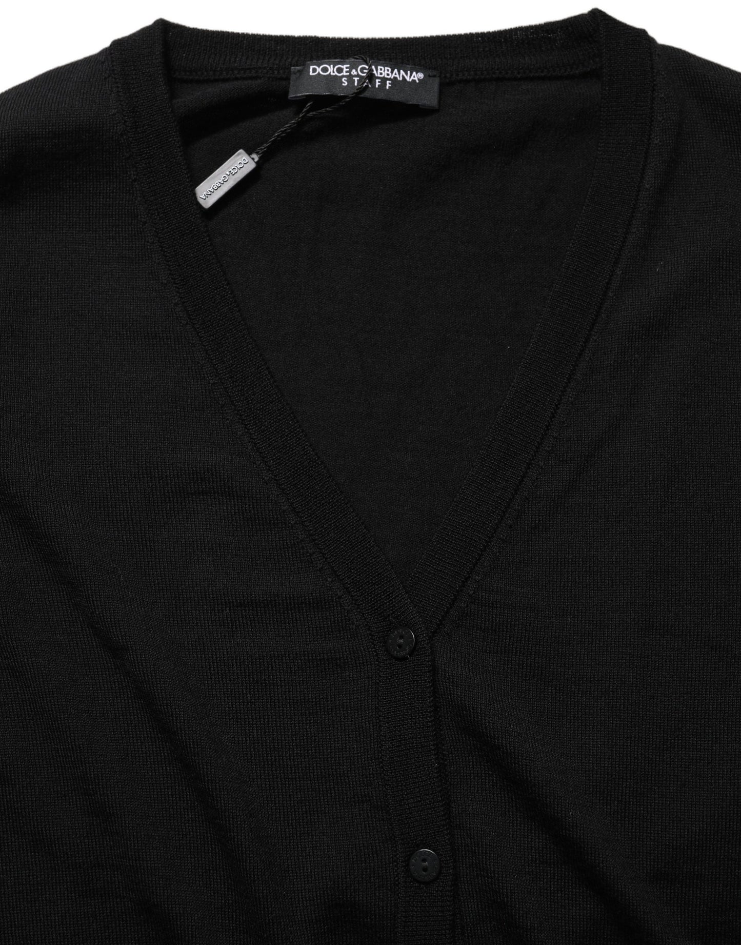 Cardigan en maille de laine noir à boutons Dolce & Gabbana