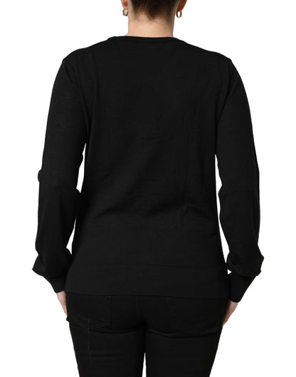 Cardigan en maille de laine noir à boutons Dolce & Gabbana
