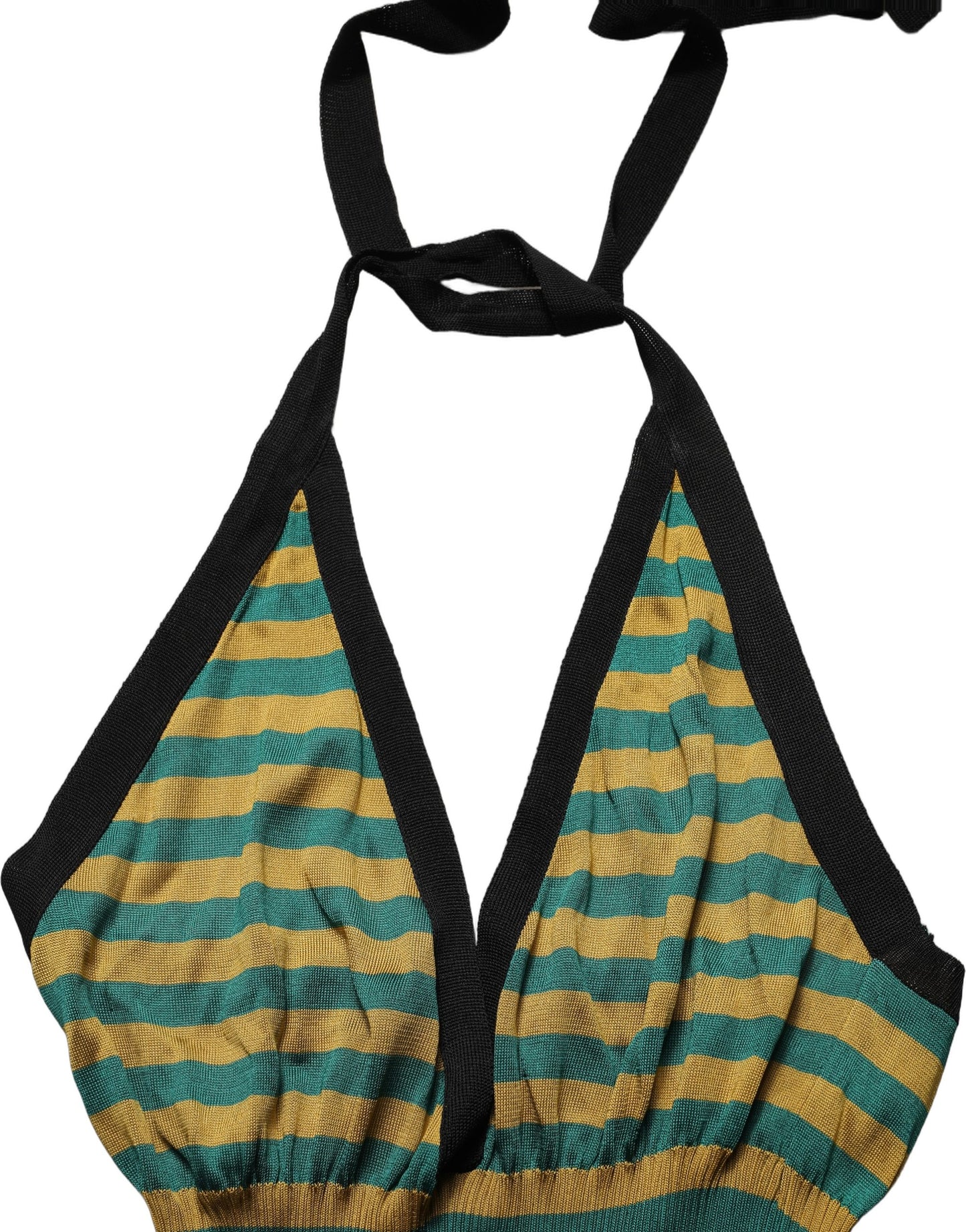 Débardeur dos nu en maille de laine rayée multicolore Dolce & Gabbana