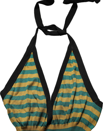 Débardeur dos nu en maille de laine rayée multicolore Dolce & Gabbana