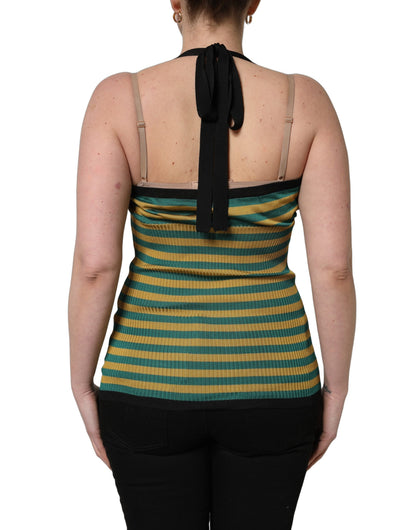 Débardeur dos nu en maille de laine rayée multicolore Dolce & Gabbana