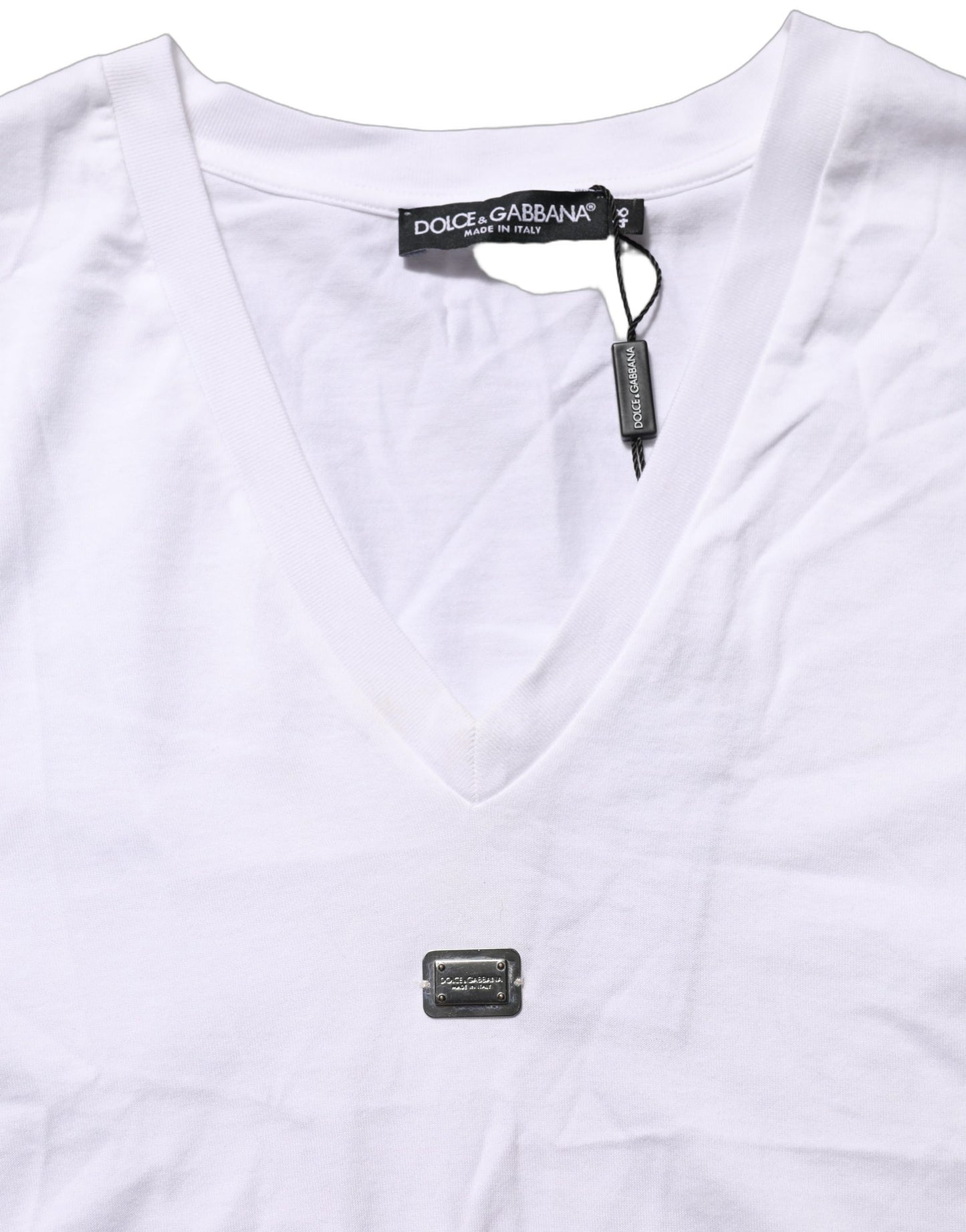 Top corto Dolce & Gabbana blanco con logo bordado y lazo en la cintura