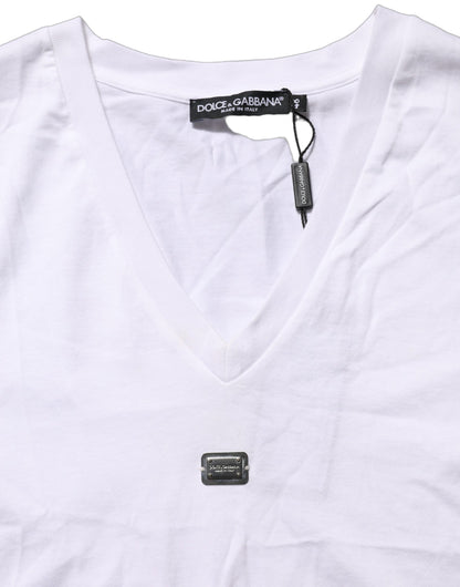 Top corto Dolce & Gabbana blanco con logo bordado y lazo en la cintura