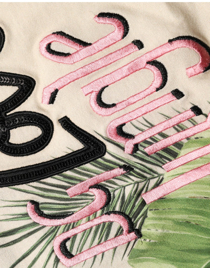 T-shirt Dolce & Gabbana en coton beige imprimé jungle à col rond