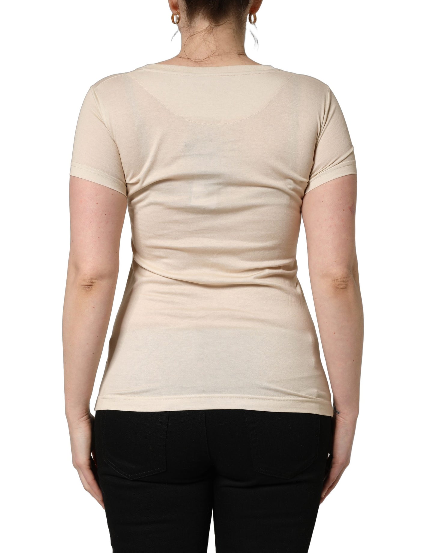 T-shirt Dolce & Gabbana en coton beige imprimé jungle à col rond