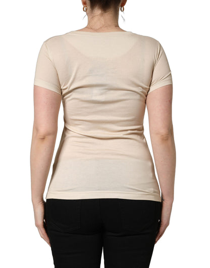 T-shirt Dolce & Gabbana en coton beige imprimé jungle à col rond