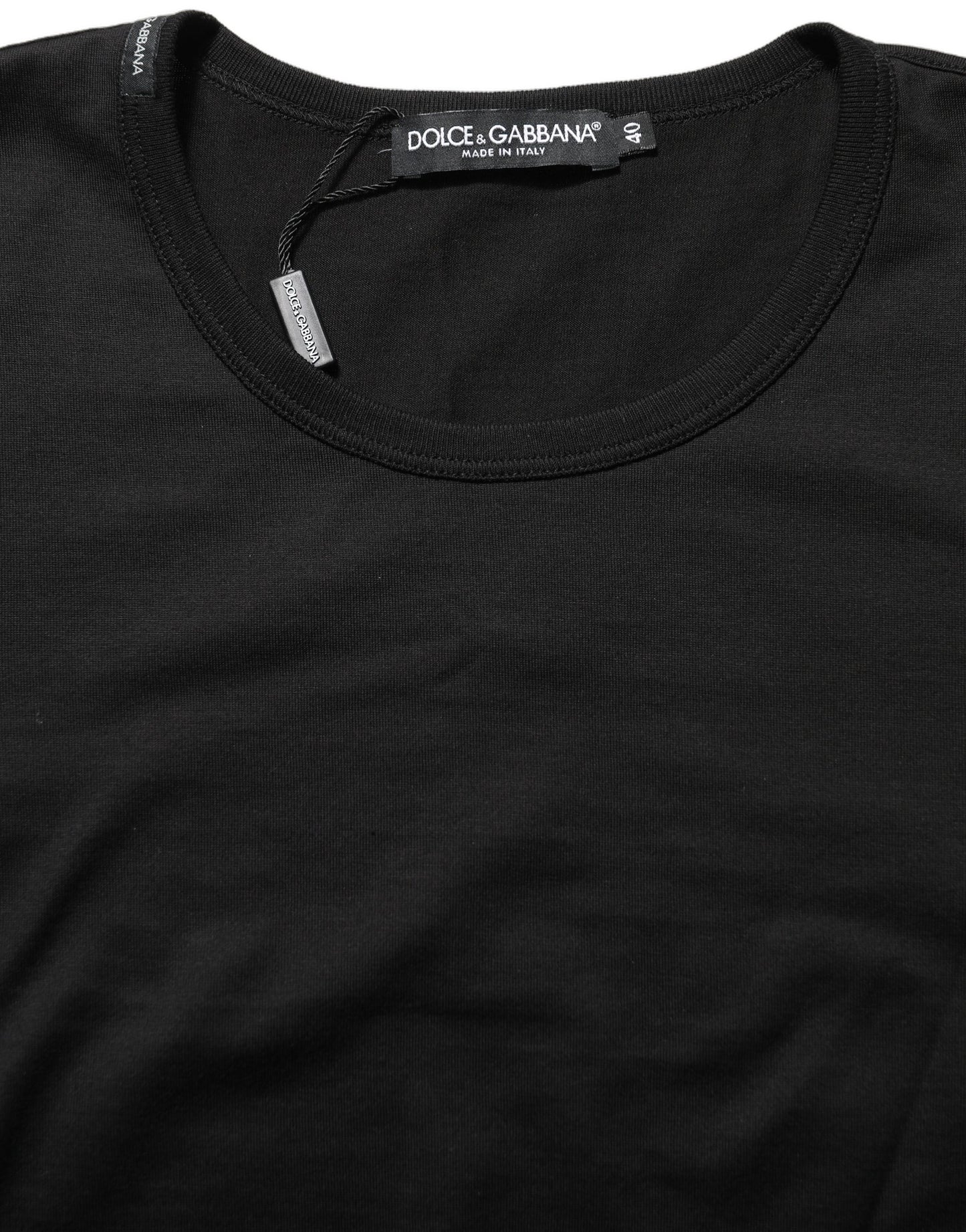T-shirt Dolce & Gabbana en coton noir, col rond, manches courtes