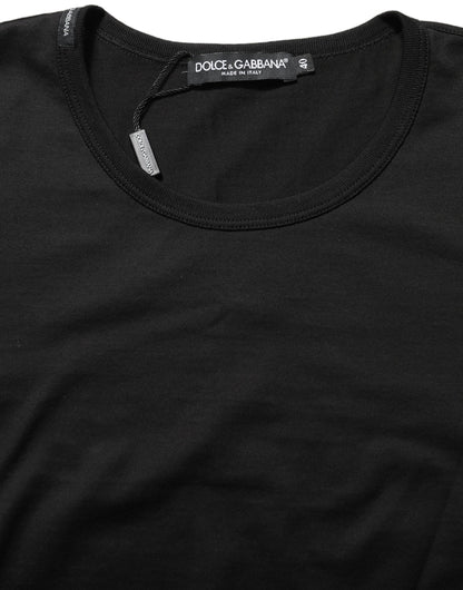 T-shirt Dolce & Gabbana en coton noir, col rond, manches courtes