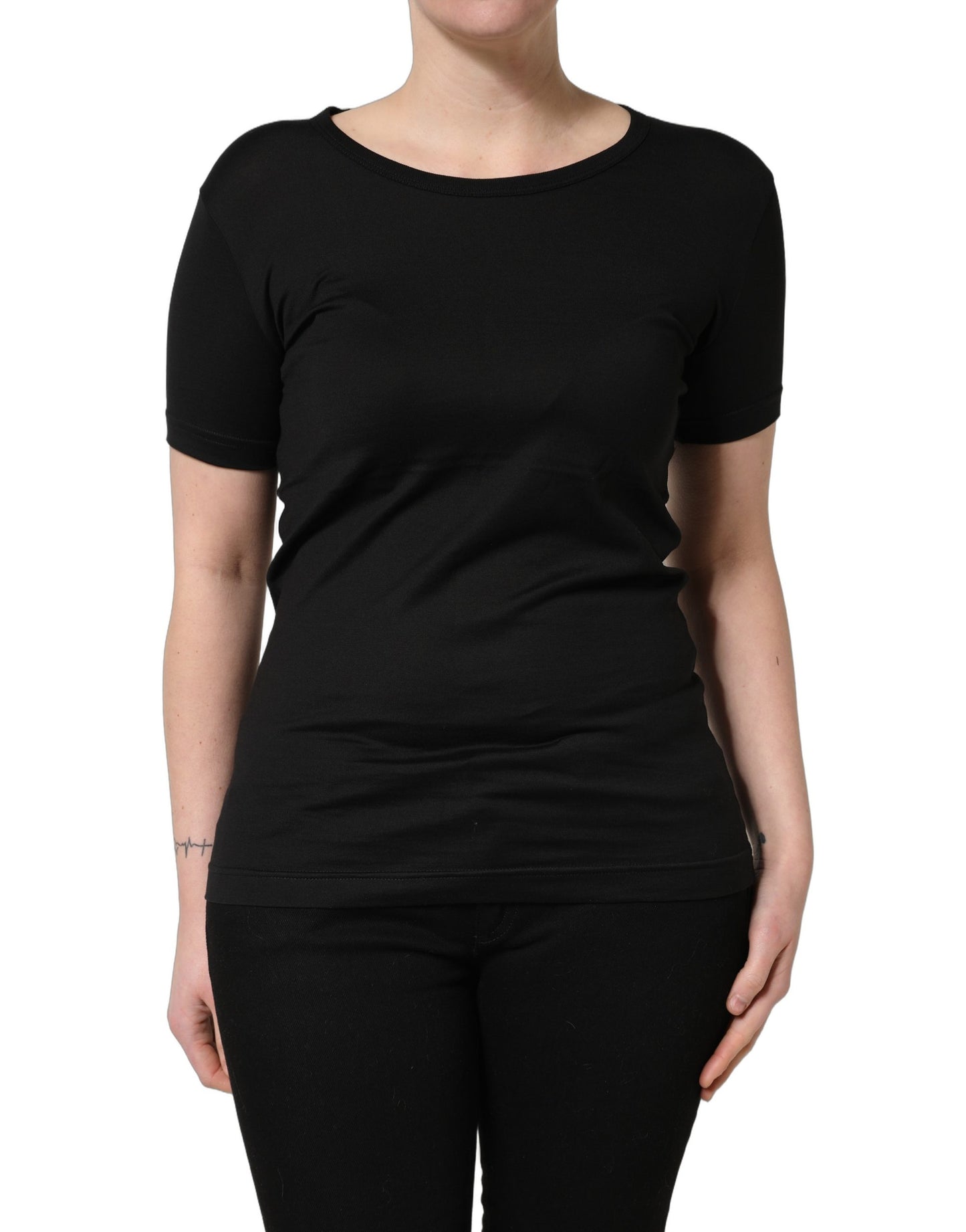 T-shirt Dolce & Gabbana en coton noir, col rond, manches courtes