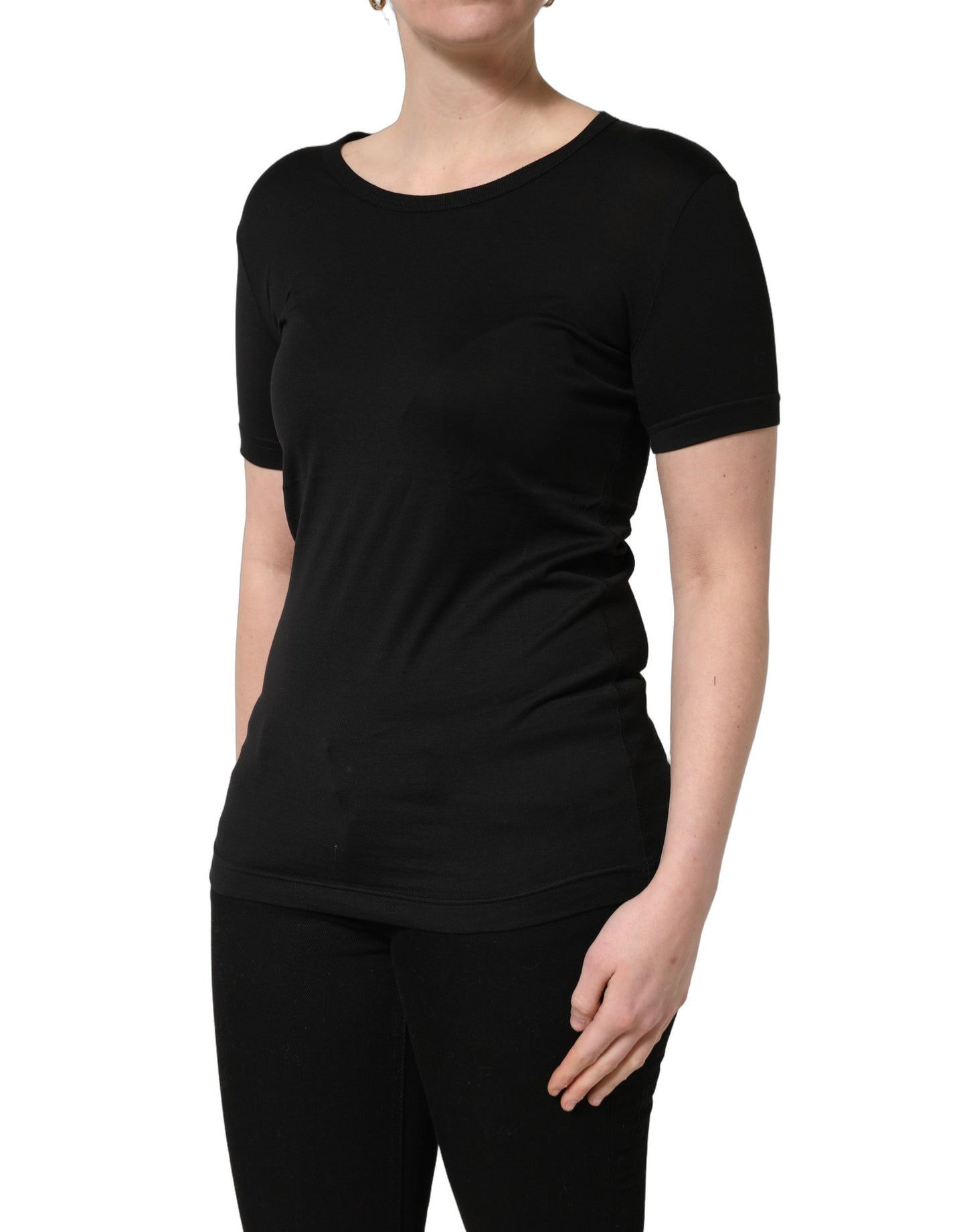 T-shirt Dolce & Gabbana en coton noir, col rond, manches courtes