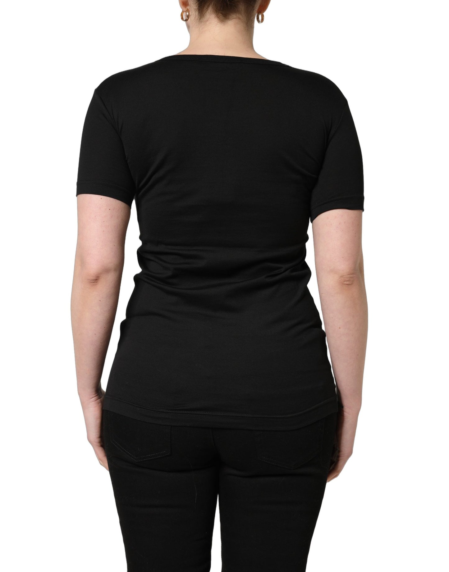T-shirt Dolce & Gabbana en coton noir, col rond, manches courtes