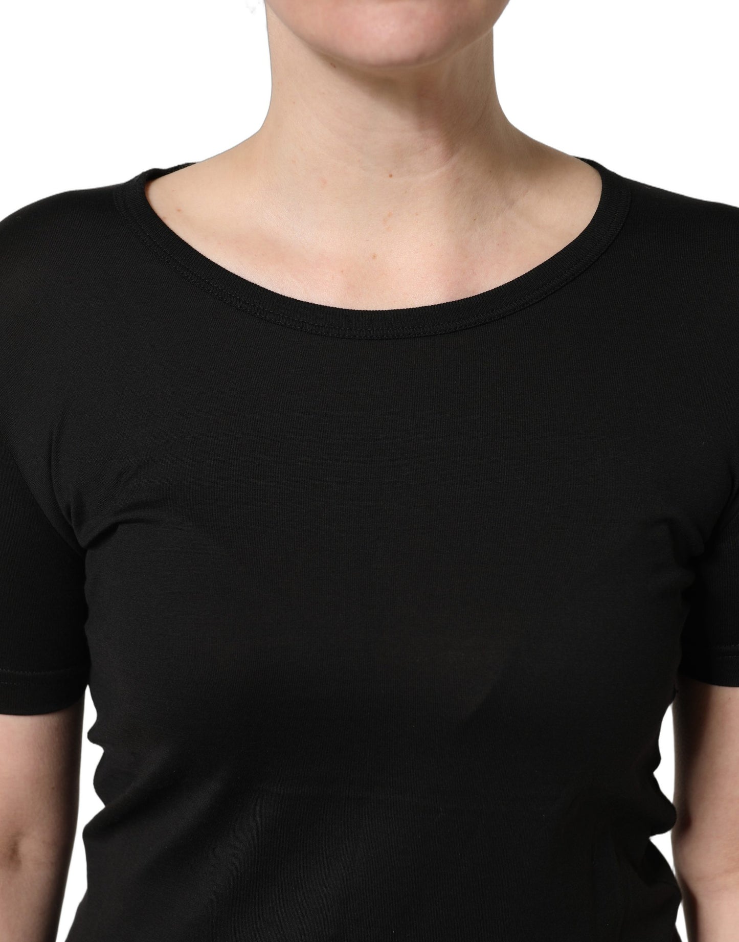T-shirt Dolce & Gabbana en coton noir, col rond, manches courtes