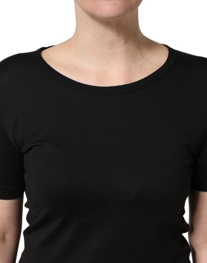 T-shirt Dolce & Gabbana en coton noir, col rond, manches courtes