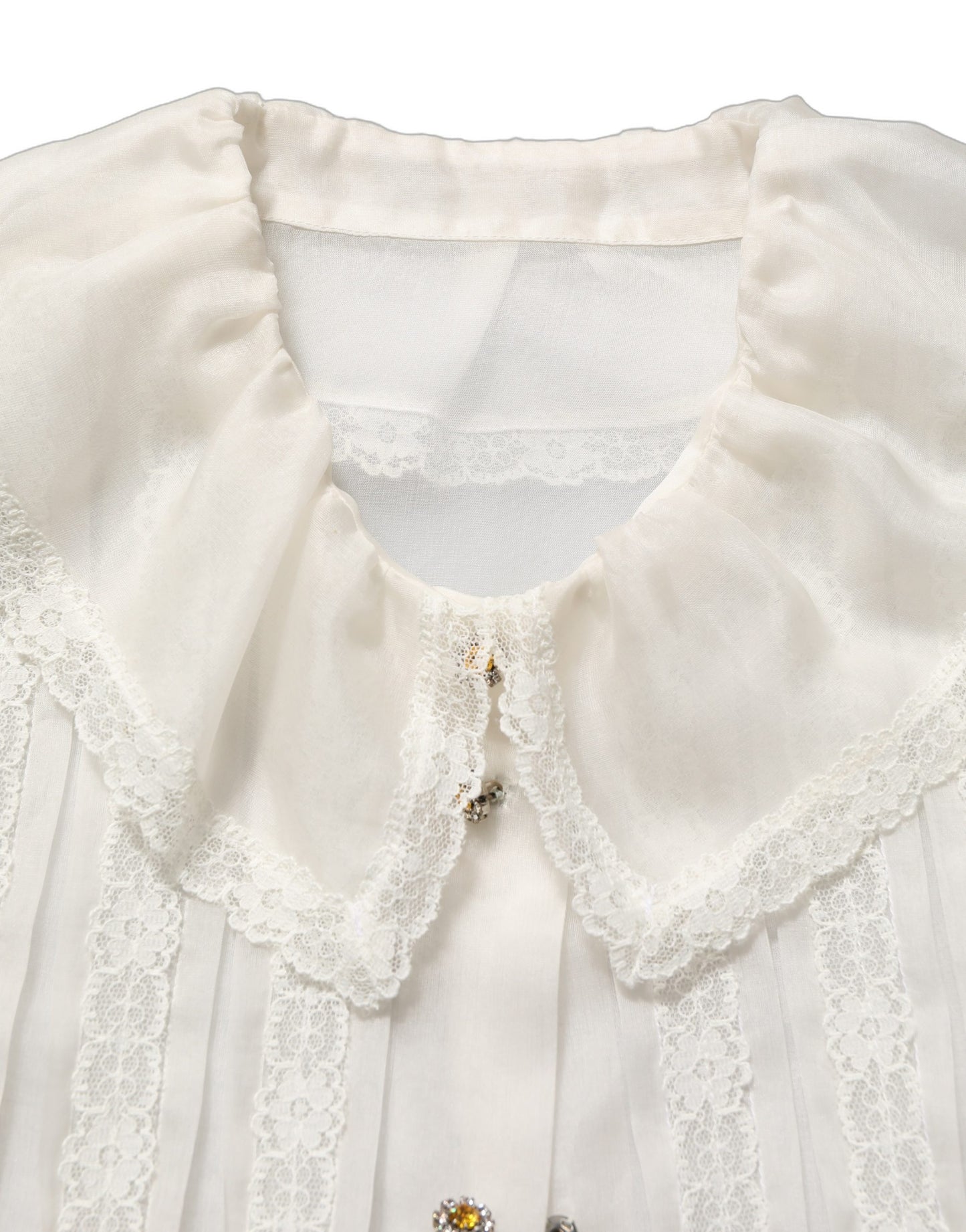 Chemisier boutonné Dolce & Gabbana en soie transparente blanche à volants