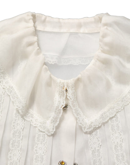 Chemisier boutonné Dolce & Gabbana en soie transparente blanche à volants