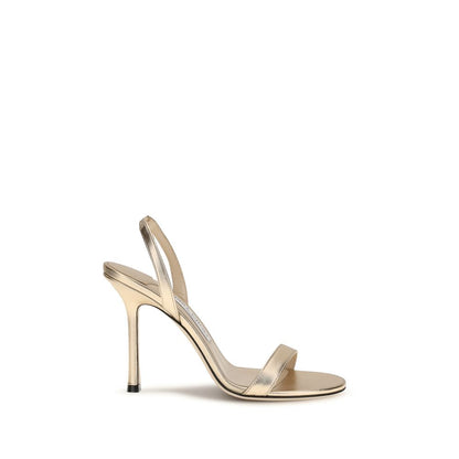 Sandalias Jimmy Choo de tacón de aguja de piel de becerro dorada Bos Taurus