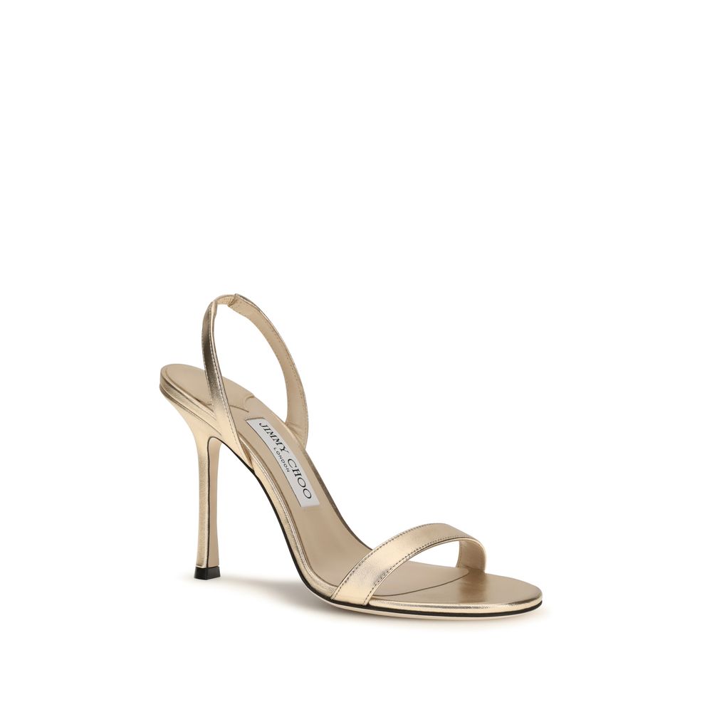 Sandalias Jimmy Choo de tacón de aguja de piel de becerro dorada Bos Taurus