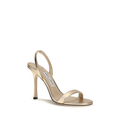 Sandalias Jimmy Choo de tacón de aguja de piel de becerro dorada Bos Taurus