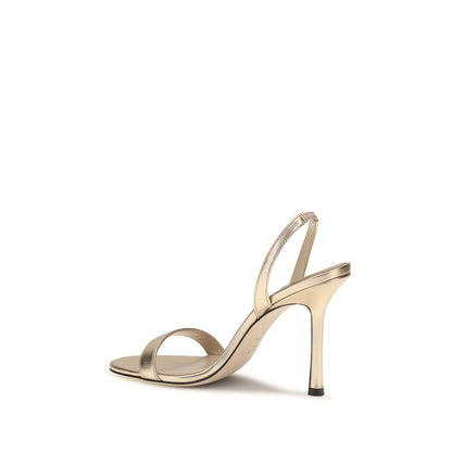 Sandalias Jimmy Choo de tacón de aguja de piel de becerro dorada Bos Taurus